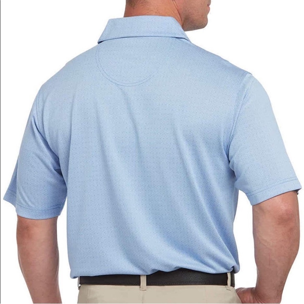 Pebble Beach Dry Luxe Performance Polo Size Large Light Blue Print - Picture 7 of 7